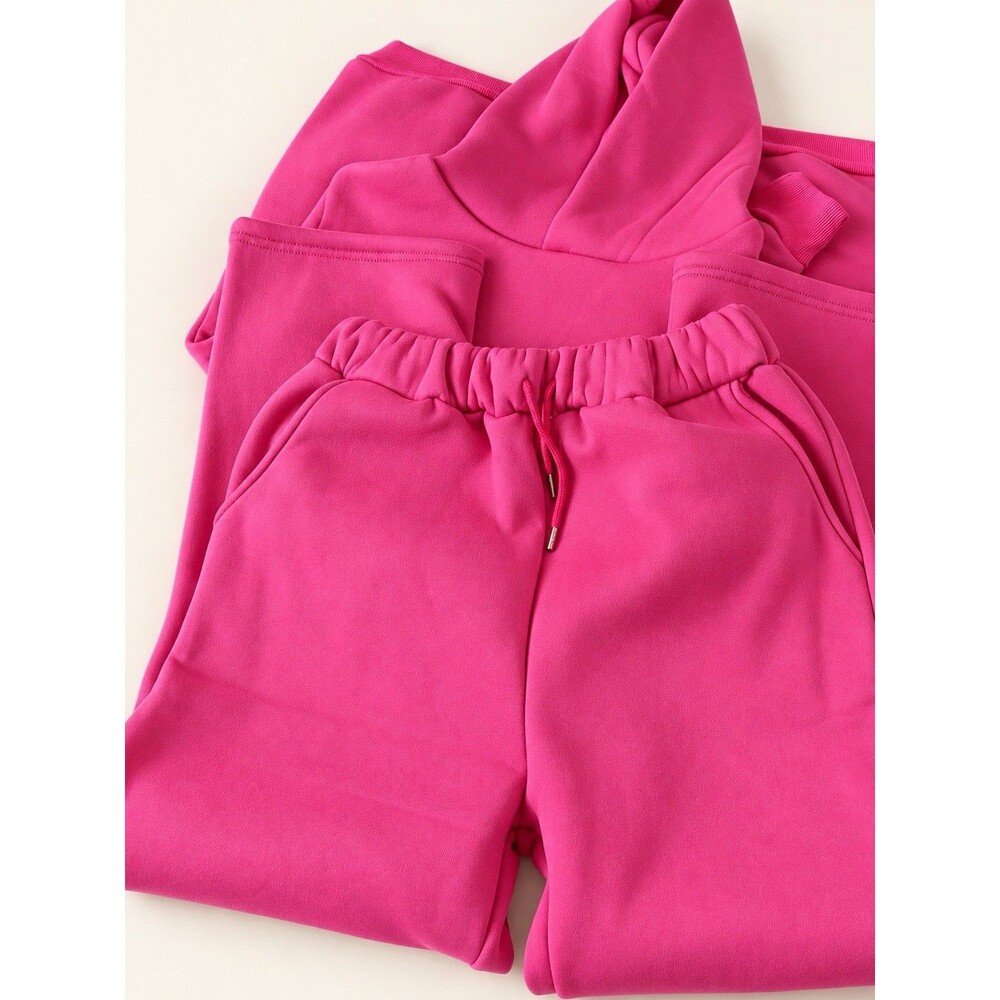 Women’s Hot Pink 2 Piece Lounge Set V-Neck Top & Drawstring Pants Size Large